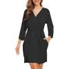 image:imageWiWi Womens Robes Soft 34 Sleeve Kimono Bathrobe Maternity Robe Casual Viscose from Bamboo Sleepwear SXXLBlack