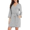 image:imageWiWi Womens Robes Soft 34 Sleeve Kimono Bathrobe Maternity Robe Casual Viscose from Bamboo Sleepwear SXXLHeather Grey