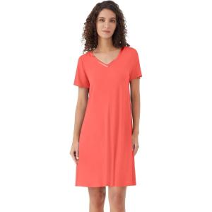 image:imageWiWi Bamboo Viscose Nightgowns for Women Super Soft Short Sleeve V Neck Sleep Dress Cooling Plus Size Lounge Sleepwear S4XCoral