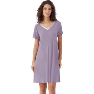 image:imageWiWi Bamboo Viscose Nightgowns for Women Super Soft Short Sleeve V Neck Sleep Dress Cooling Plus Size Lounge Sleepwear S4XViolet