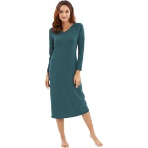 image:imageWiWi Nightgowns for Women Super Soft Viscose from Bamboo Long Sleeve Nightshirts Cooling Sleepwear Plus Size Nightshirts S3XNavy Blue