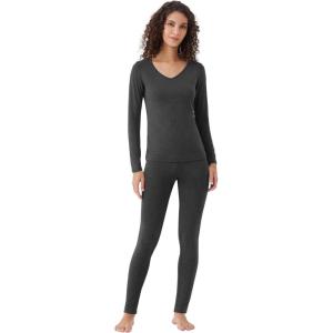 image:imageWiWi Soft Underwear for Women Thermal Long Johns Sets Super Warm Base Layer Top Pants Pajamas Set Viscose from Bamboo S3XBcharcoal Heather