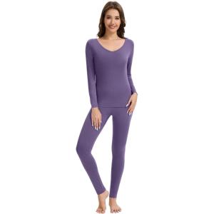 image:imageWiWi Soft Underwear for Women Thermal Long Johns Sets Super Warm Base Layer Top Pants Pajamas Set Viscose from Bamboo S3XBlavender