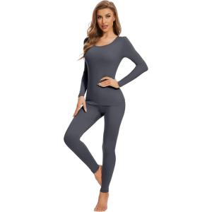image:imageWiWi Thermal Underwear Set for Women Long Johns Sets Soft Base Layer Pajama Thermals Warm Top amp Bottom SXXLCharcoal