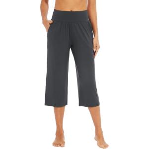 image:imageWiWi Womens Bamboo Viscose Super Soft Capri Wide Leg Yoga Pants Capris Sweatpants Lounge Bottoms with Pockets SXXLCharcoal