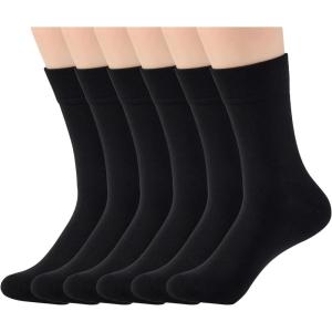 image:imageWiWi Womens Crew Socks Viscose Bamboo Casual Socks Super Soft Seamless Toe Sock Solid Cozy Calf Socks 6 PairsBlack 6 Pairs