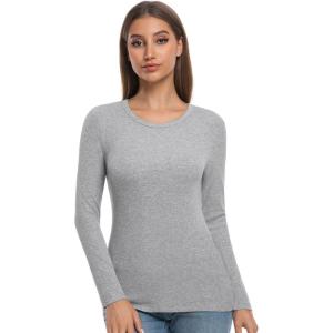 image:imageWiWi Womens Long Raglan Sleeve Tops Casual Viscose from Bamboo Loungewear Crew Neck Tunic Tops Soft Women Shirt SXXLBheather Grey
