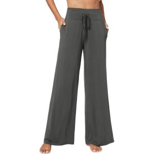 image:imageWiWi Womens Pajama Pants Bamboo Viscose Super Soft Wide Leg Palazzo Lounge Yoga Cooling Sleep Bottoms with Pockets SXXLBiron Grey